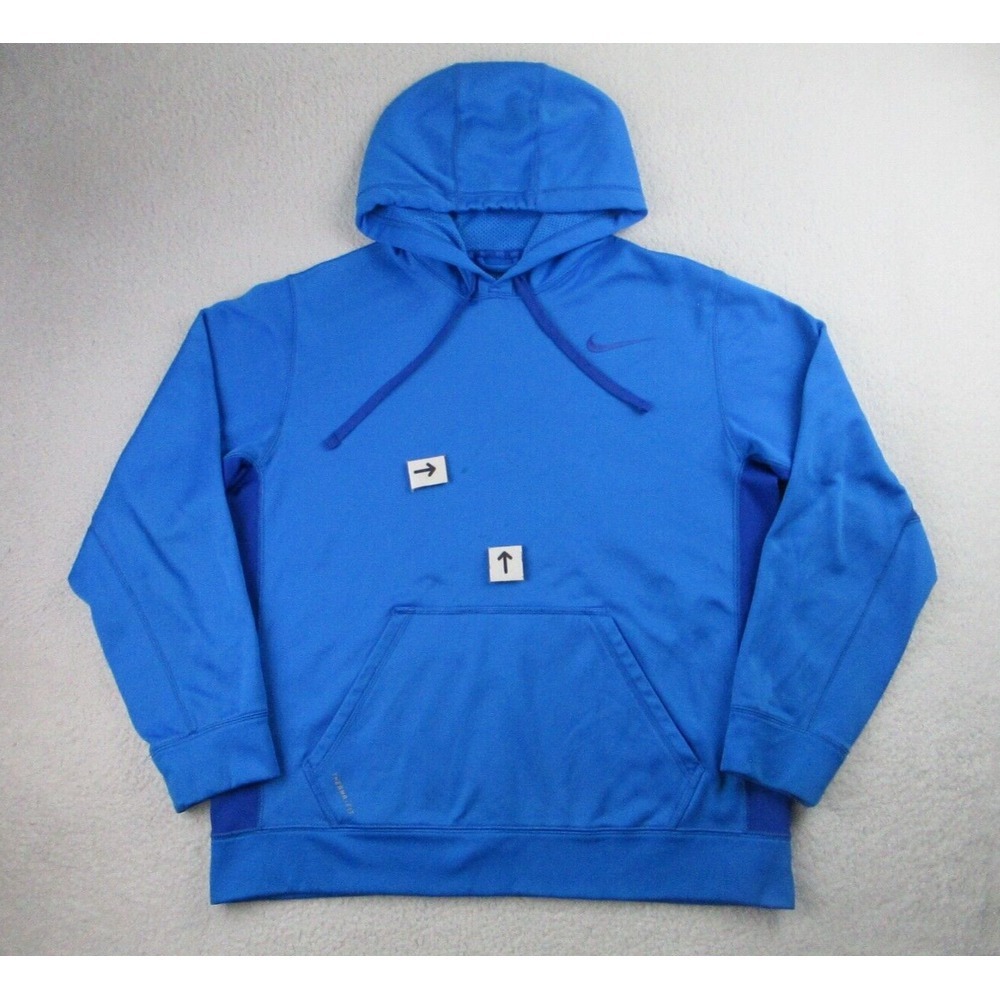 Nike Therma Fit Hoodie Mens Large Blue Fleece Pullover Sweatshirt Outdoor *READ*